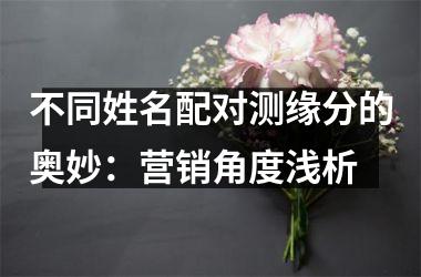 不同姓名配对测缘分的奥妙：营销角度浅析