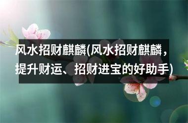 风水招财麒麟(风水招财麒麟，提升财运、招财进宝的好助手)