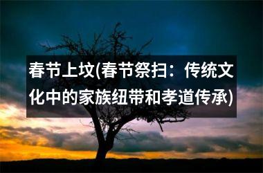 <h3>春节上坟(春节祭扫：传统文化中的家族纽带和孝道传承)