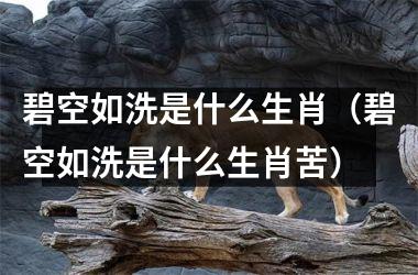 <h3>碧空如洗是什么生肖（碧空如洗是什么生肖苦）