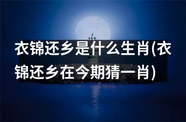 衣锦还乡是什么生肖(衣锦还乡在今期猜一肖)