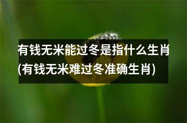 <h3>有钱无米能过冬是指什么生肖(有钱无米难过冬准确生肖)