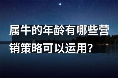 <h3>属牛的年龄有哪些营销策略可以运用？