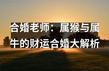 合婚老师：属猴与属牛的财运合婚大解析
