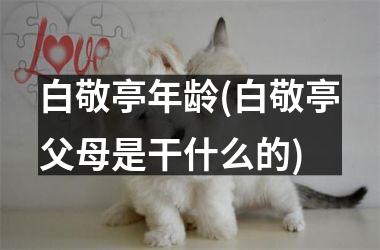 白敬亭年龄(白敬亭父母是干什么的)