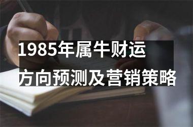 <h3>1985年属牛财运方向预测及营销策略