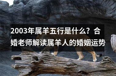 2003年属羊五行是什么？合婚老师解读属羊人的婚姻运势
