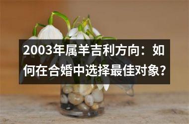 <h3>2003年属羊吉利方向：如何在合婚中选择佳对象？