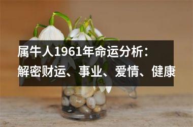 属牛人1961年命运分析：解密财运、事业、爱情、健康
