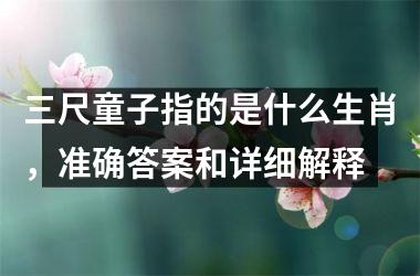 <h3>三尺童子指的是什么生肖，准确答案和详细解释