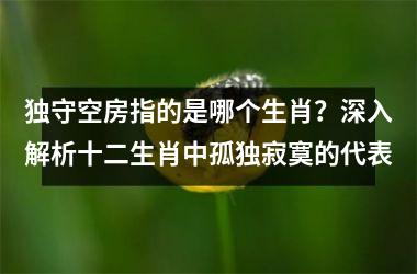 <h3>独守空房指的是哪个生肖？深入解析十二生肖中孤独寂寞的代表