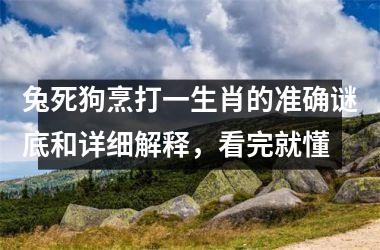 <h3>兔死狗烹打一生肖的准确谜底和详细解释，看完就懂