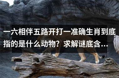 <h3>一六相伴五路开打一准确生肖到底指的是什么动物？求解谜底含义