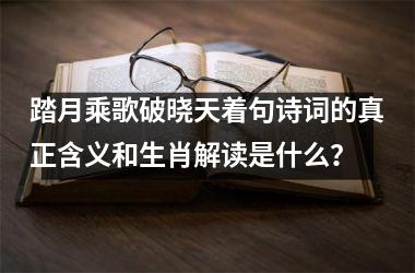 踏月乘歌破晓天着句诗词的真正含义和生肖解读是什么？