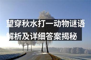 <h3>望穿秋水打一动物谜语解析及详细答案揭秘