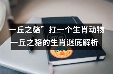 一丘之貉”打一个生肖动物 一丘之貉的生肖谜底解析