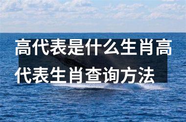 高代表是什么生肖高代表生肖查询方法