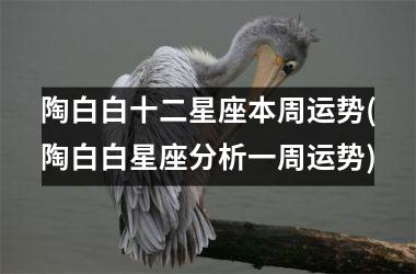 <h3>陶白白十二星座本周运势(陶白白星座分析一周运势)