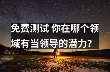 免费测试 你在哪个领域有当领导的潜力？