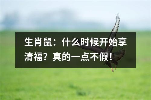 <h3>生肖鼠：什么时候开始享清福？真的一点不假！