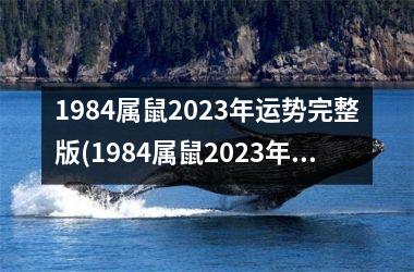 1984属鼠2023年运势完整版(1984属鼠2023年运势及运程每月运程)