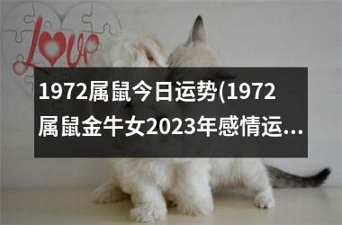 1972属鼠今日运势(1972属鼠金牛女2023年感情运势)