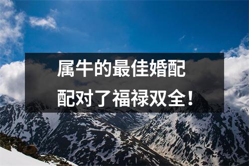 <h3>属牛的佳婚配配对了福禄双全！