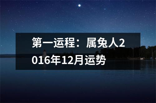 第一运程：属兔人2016年12月运势