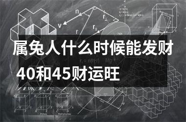 属兔人什么时候能发财 40和45财运旺
