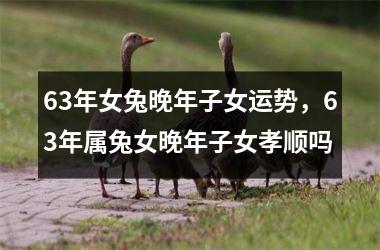 63年女兔晚年子女运势，63年属兔女晚年子女孝顺吗