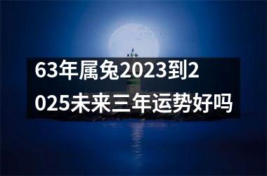 <h3>63年属兔2025到2025未来三年运势好吗