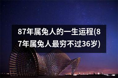 87年属兔人的一生运程(87年属兔人穷不过36岁)