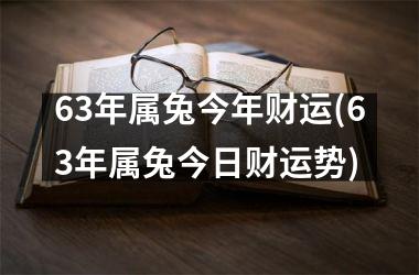 63年属兔今年财运(63年属兔今日财运势)