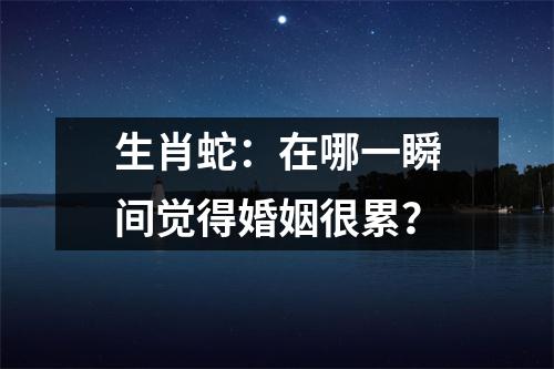 生肖蛇：在哪一瞬间觉得婚姻很累？