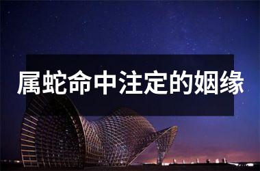 属蛇命中注定的姻缘