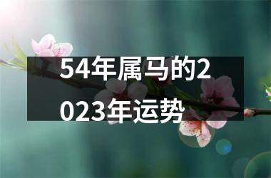 54年属马的2023年运势