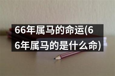 66年属马的命运(66年属马的是什么命)