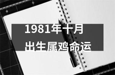 1981年十月出生属鸡命运