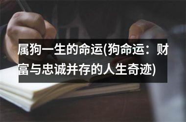 <h3>属狗一生的命运(狗命运：财富与忠诚并存的人生奇迹)
