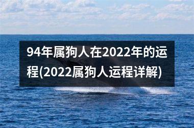 94年属狗人在2022年的运程(2022属狗人运程详解)