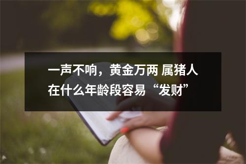 一声不响，黄金万两属猪人在什么年龄段容易“发财”