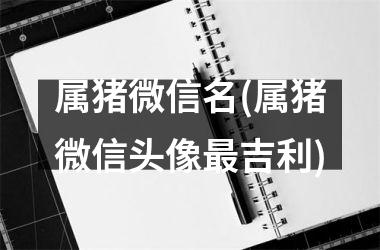 属猪微信名(属猪微信头像吉利)