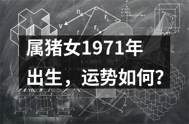 属猪女1971年出生，运势如何？