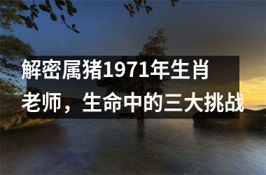 解密属猪1971年生肖老师，生命中的三大挑战