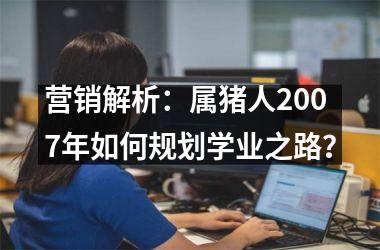 营销解析：属猪人2007年如何规划学业之路？