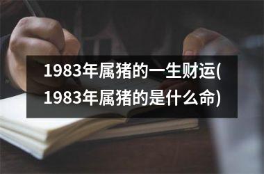 1983年属猪的一生财运(1983年属猪的是什么命)