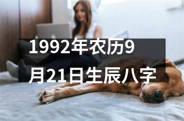 1992年农历9月21日生辰八字