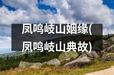 <h3>凤鸣岐山姻缘(凤鸣岐山典故)