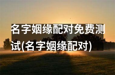 名字姻缘配对免费测试(名字姻缘配对)