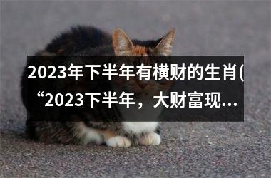 2023年下半年有横财的生肖(“2023下半年，大财富现！这些生肖最有机会！”)